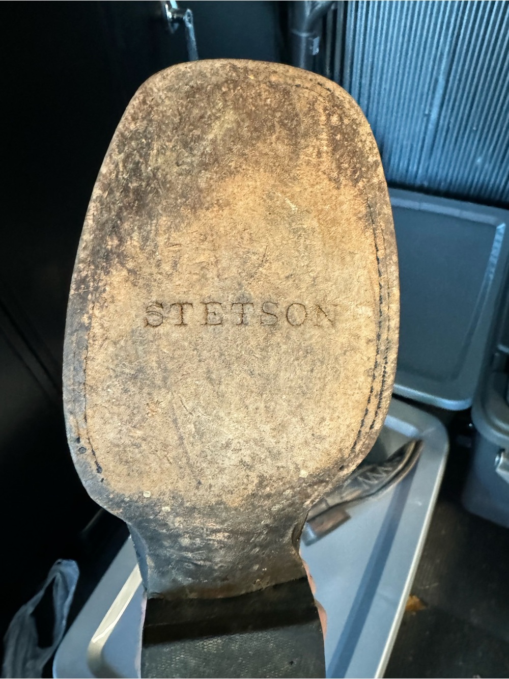 Stetson Distressed Black/Brown Embossed Leather Cowboy Boots - Picture 5 of 6